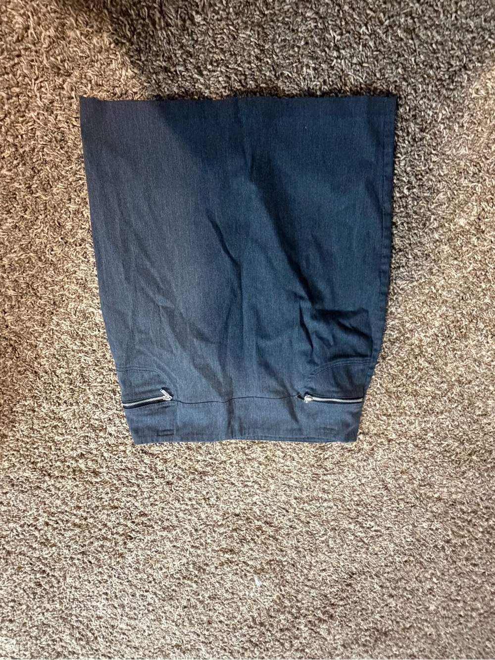 Joe B Grey Midi Pencil Skirt with Silver Zip Accents